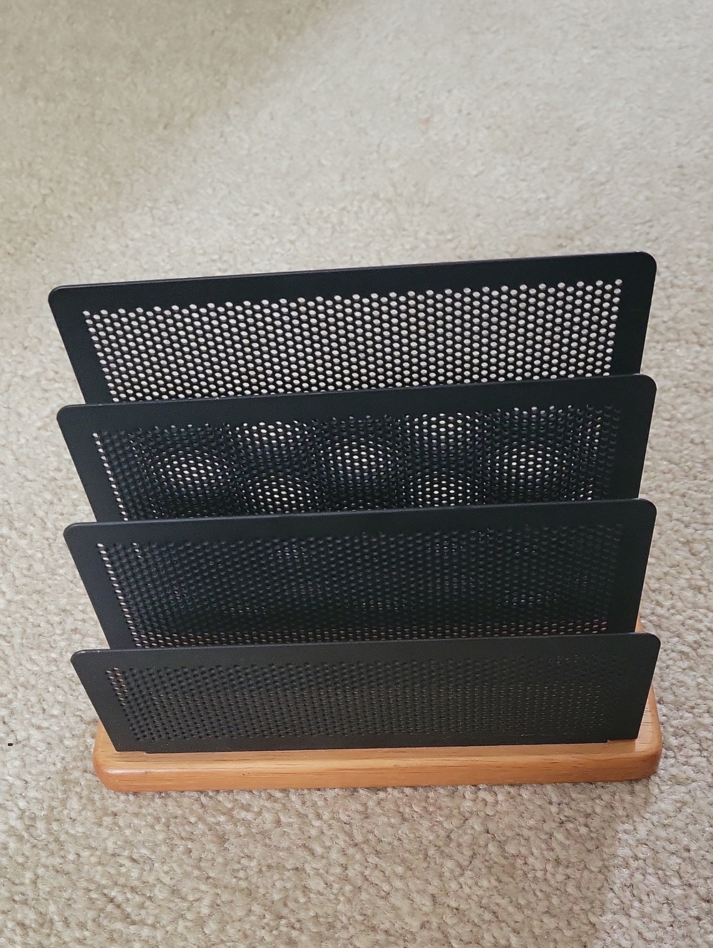 Workspace Black Mesh/wWood Office Desk Top File Sorter/Divider/Organizer